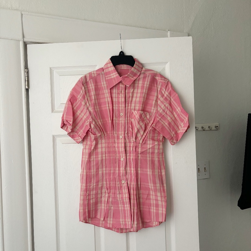 Sold - Isabel Marant plaid pink button-up top size s